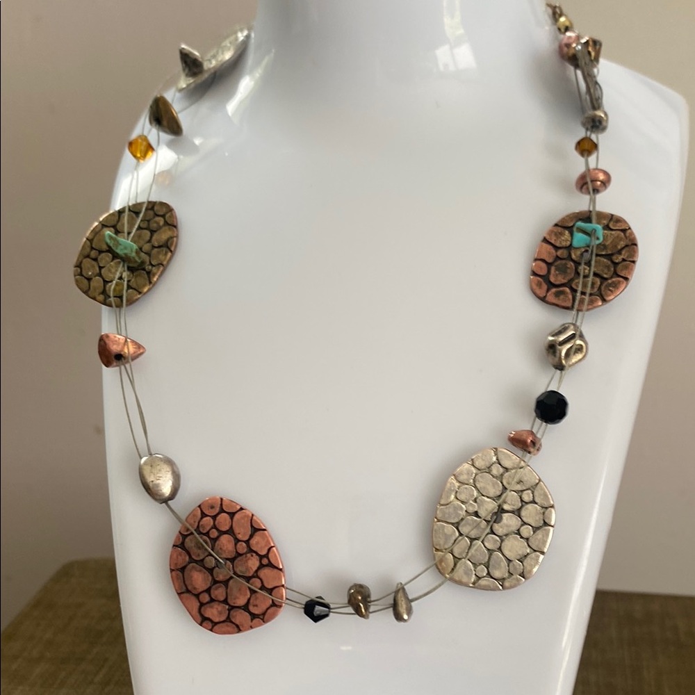 Vintage BoHo adjustable Mixed Metal Necklace - Picture 2 of 4